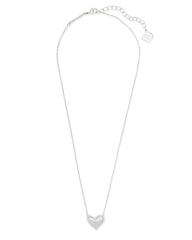 Ari Heart Silver Pendant Necklace in Platinum Drusy