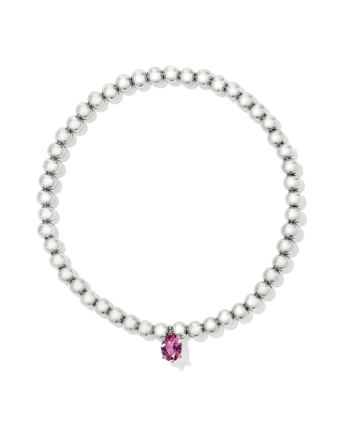 Cailin Silver Stretch Bracelet in Pink Crystal