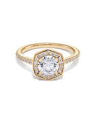 0.5 ct Round Iconic Halo Engagement Ring in 14k Yellow Gold