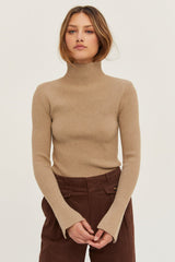 Padded Shoulder Ribbed Sweater