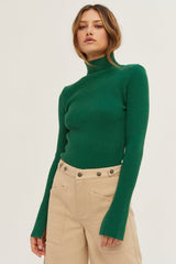Padded Shoulder Ribbed Sweater