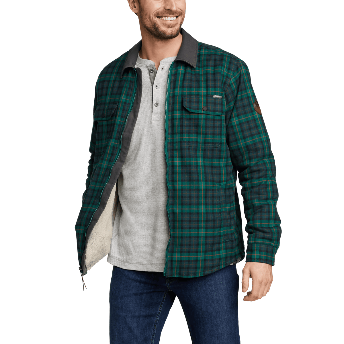 Men's Eddie's Favorite Faux Shearling-Lined Flannel Shirt Jacket